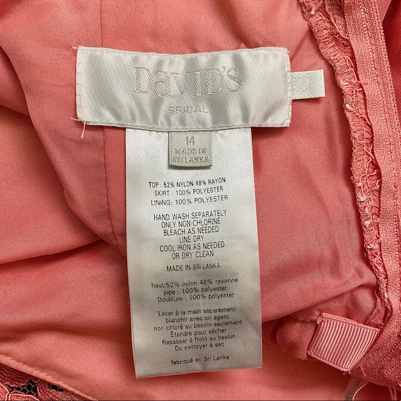 DAVID'S BRIDAL Short Lace and Mesh Dress, Parfait Color, Size 14, Style F17919 - Picture 4 of 5